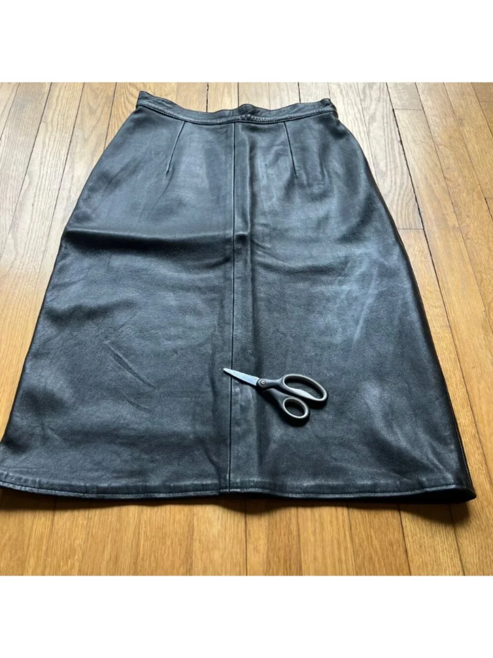 Vintage Goth 90s Erez Sport Size 12 Leather Knee Length Straight Pencil Skirt - Picture 8 of 16